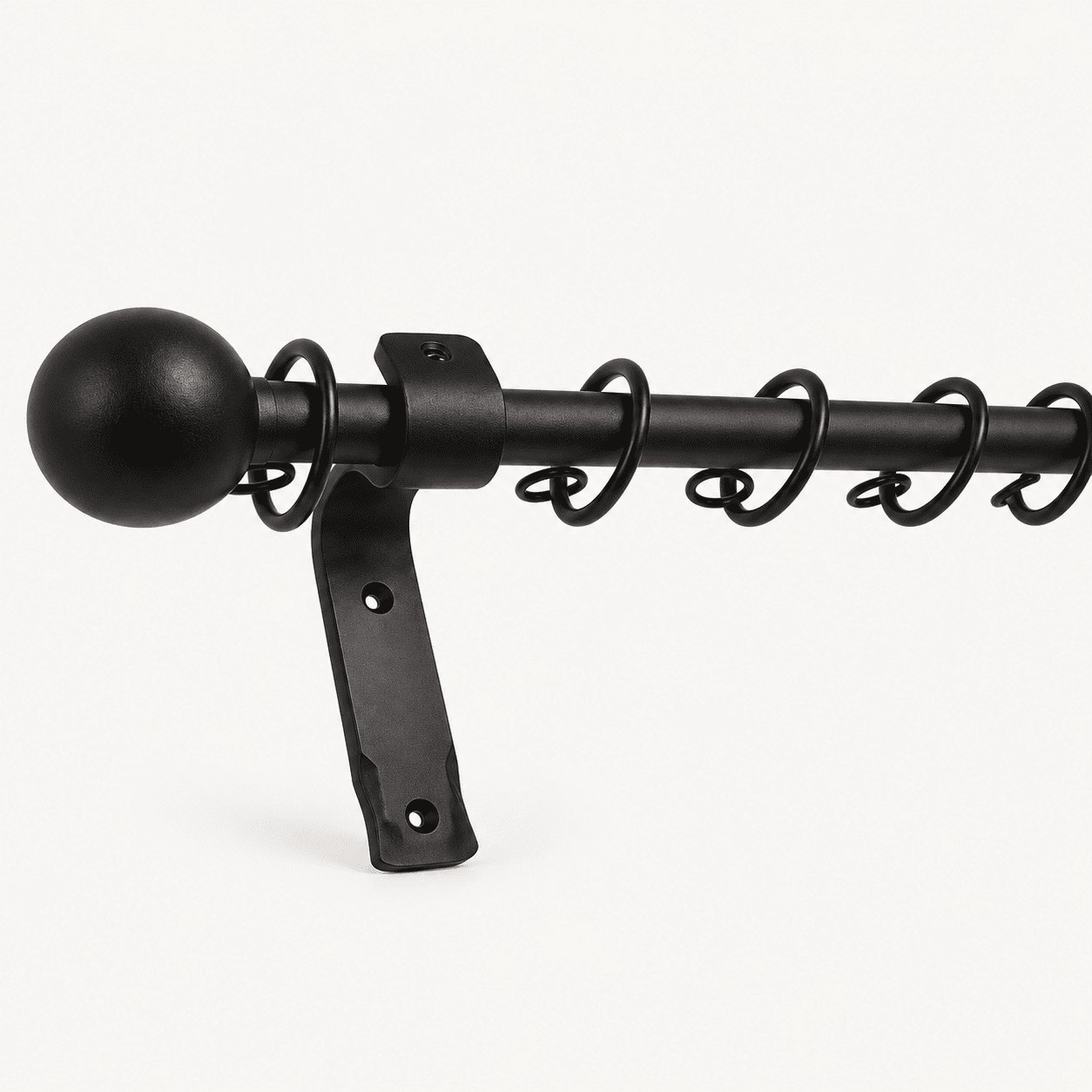  Solid Iron Curtain Pole Set 16mm in Smithy Matt Black.